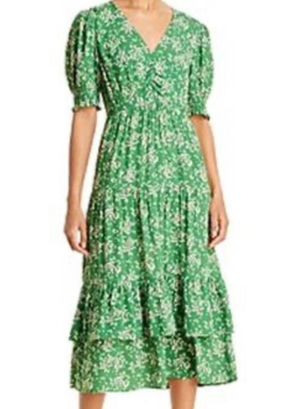 Ba&sh Vika ruffled green midi dress